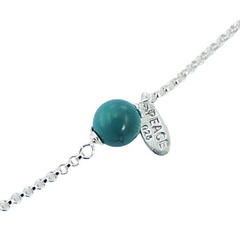 925 Silver Chain Bracelet with Round Turquoise Gemstone 2