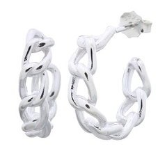 Cable Link Hoop Stud Earrings 925 Silver by BeYindi