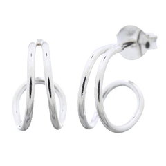 Double Unique Hoop 925 Silver Stud Earrings by BeYindi
