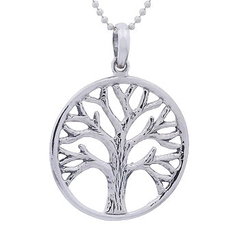 Ajoure rugged style sterling silver tree of life in round frame pendant by BeYindi