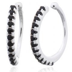 Dainty Black Cubic Zirconia Cuff Earrings 925 Silver by BeYindi