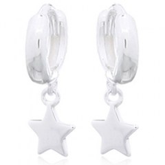 Star Silver Plated 925 Huggie Hoop Earrings by BeYindi 