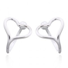 Stylish Lovely Heart 925 Silver Cuff Earrings by BeYindi