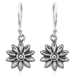 Embossed Flower 925 Silver Dangle Earrings by BeYindi
