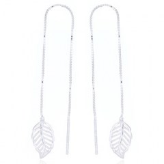 925 Sterling Silver Leaf Threader Earrings by BeYindi