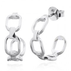 Chain Link Sterling Silver Hoop Stud Earrings by BeYindi