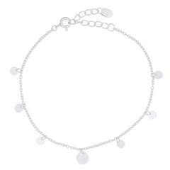 Center Disc With Smaller Discs Surrounded Silver Chain Bracelet