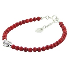 Gemstone Bead Bracelet with Casted Silver Spiral  Bead 