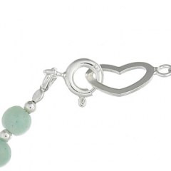 Beaded Amazonite Bracelet Peace Sign and Heart-Springring Clasp 2