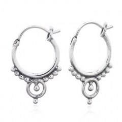 Ethnic Bohemian Hoop 925 Silver Earrings by BeYindi 