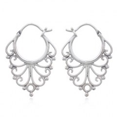 925 Sterling Silver Bohemian Hoop Earrings by BeYindi