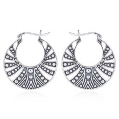 Tribal Ethnic Hoop Sterling Silver Dangle Earrings by BeYindi
