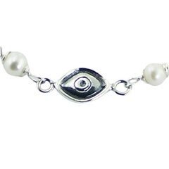 Silver Evil Eye Bracelet with Freshwater Pearls 2