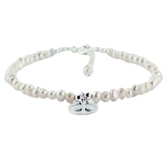 925 Silver Freshwater Pearl Bracelet Peace Charm 3