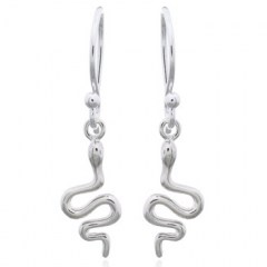 Small Curly Snake 925 Silver Dangle Earrings by BeYindi