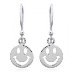 Smiley Emoji Dangle 925 Silver Earrings by BeYindi