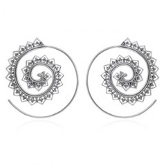 Dainty Mandala Sterling Silver Spiral Earrings by BeYindi