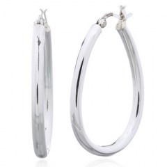 Fancy Oval Hoop Plain 925 Sterling Silver Earrings by BeYindi