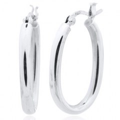 Plain 925 Sterling Silver Oval Hoop Woman Earrings by BeYindi