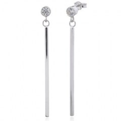 Cubic Zirconia With Thin Bar Hanging Stud Earrings 925 Silver by BeYindi 