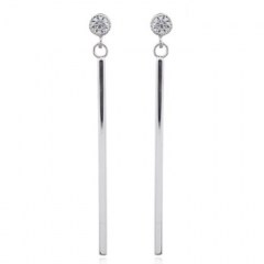 Cubic Zirconia With Thin Bar Hanging Stud Earrings 925 Silver by BeYindi
