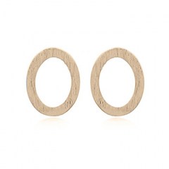 Oval Open Brushed Yellow Gold Plated Stud Earrings by BeYindi 