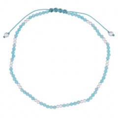 Natural Amazonite Stone With 925 Silver Spheres Polyester Bracelet by BeYindi