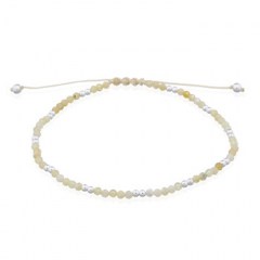 Lovely Yellow Opal Stone With Silver Spheres Polyester Bracelet by BeYindi 