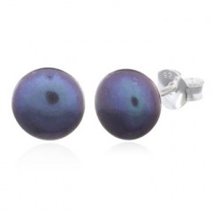 Freshwater Purple Pearl 6 MM 925 Silver Stud Earrings by BeYindi