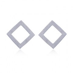Brushed 925 Open Square Silver Plated Stud Earrings by BeYindi 