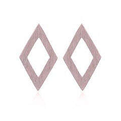 Brushed Silver Diamond Earrings Rose Gold Plated by BeYindi 