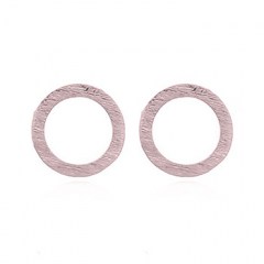 Brushed Silver Circle Earrings Rose Gold Plated by BeYindi 