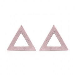 Brushed Silver Triangle Earrings Rose Gold Plated by BeYindi 
