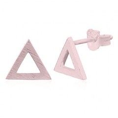 Brushed Silver Triangle Earrings Rose Gold Plated by BeYindi