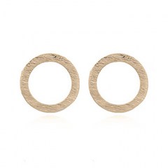 Brushed Silver Circle Earrings Gold Plated by BeYindi 