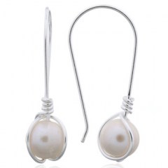 Simply Glamorous Shell Pearl Drop Earrings 925 Silver by BeYindi