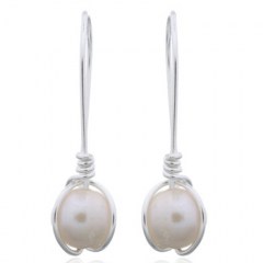 Simply Glamorous Shell Pearl Drop Earrings 925 Silver by BeYindi 
