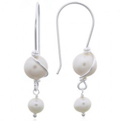 Captivating Dainty Shell Pearl Drop Earrings 925 Silver by BeYindi