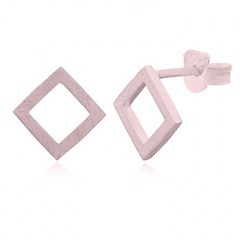 Open Square Brushed Rose Gold Plated Stud Earrings by BeYindi