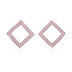 Open Square Brushed Rose Gold Plated Stud Earrings by BeYindi 