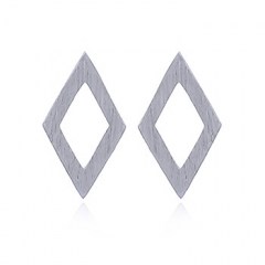 Brushed 925 Silver Diamond Stud Earrings by BeYindi 