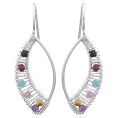 Embellished Marquise 925 Silver With Multi-color Stones Drop Earrings by BeYindi