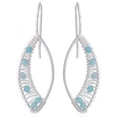 Embellished Marquise 925 Silver With Amazonite Drop Earrings by BeYindi
