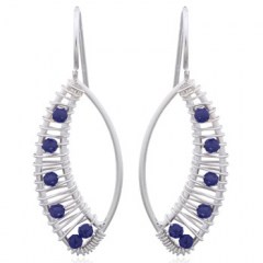 Embellished Marquise 925 Silver With Lapis Lazuli Drop Earrings by BeYindi