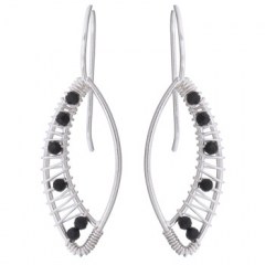 Embellished Marquise 925 Silver With Black Agate Drop Earrings by BeYindi