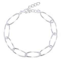 Large Slightly Twisted Chain Link 925 Silver Bracelet by BeYindi