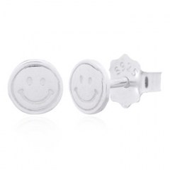 Simple Mini Smiley Emoji 925 Silver Stud Earrings by BeYindi