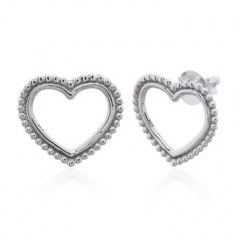 Fancy Attractive Heart Stud Earrings 925 Silver by BeYindi