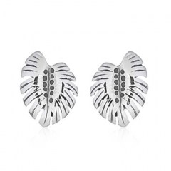 Tropical Leaf 925 Sterling Silver Stud Earrings by BeYindi 