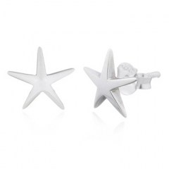 Simple Starfish Shaped 925 Silver Stud Earrings by BeYindi